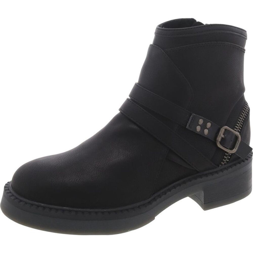 Women's Black Ankle Boot with Buckle Strap